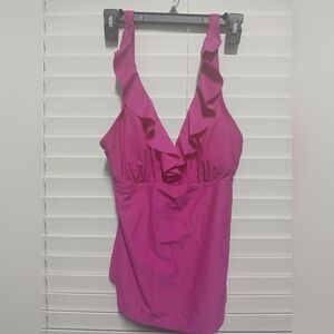 Dkny Pre-owned Pink Ruffled Halter Top